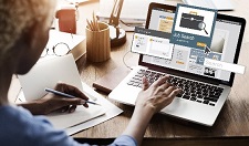 Person working at a laptop